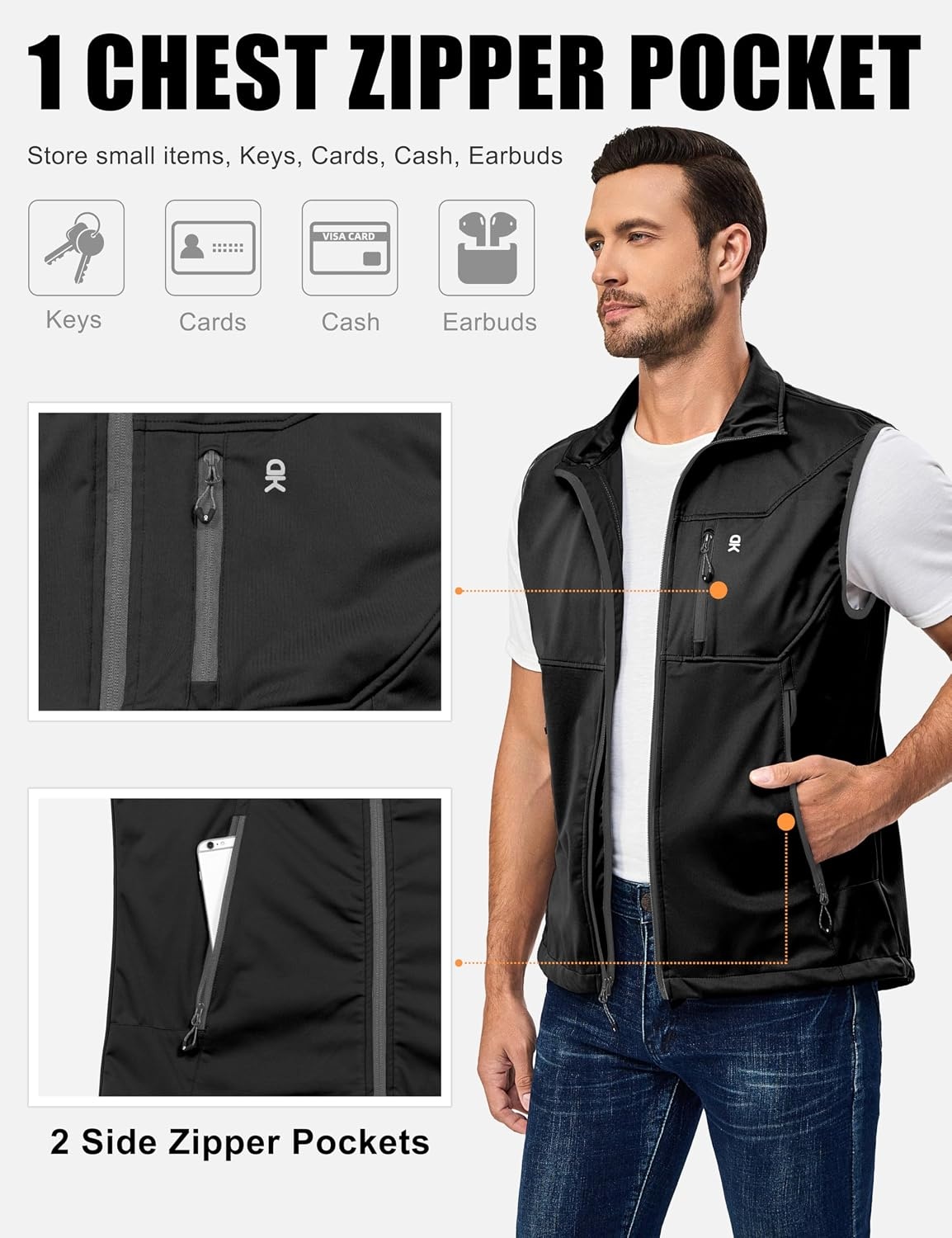 image:imageLittle Donkey Andy Mens Lightweight Golf Vest OuterwearBlack