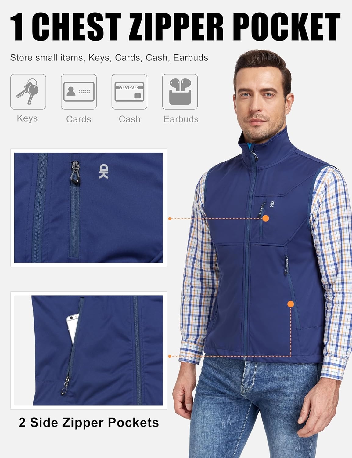 image:imageLittle Donkey Andy Mens Lightweight Golf Vest OuterwearBlue