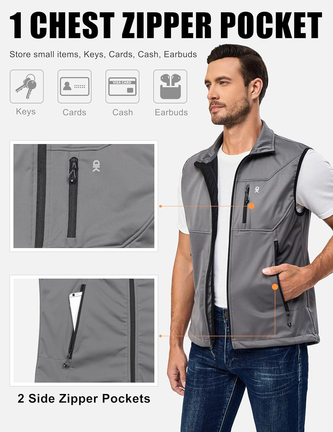 image:imageLittle Donkey Andy Mens Lightweight Golf Vest OuterwearGray