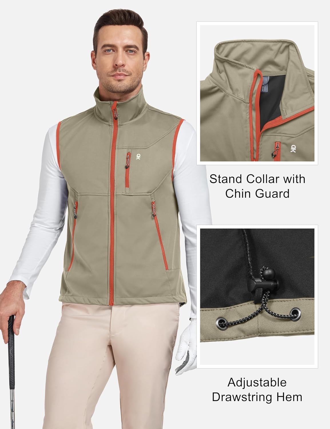 image:imageLittle Donkey Andy Mens Lightweight Golf Vest OuterwearKhaki