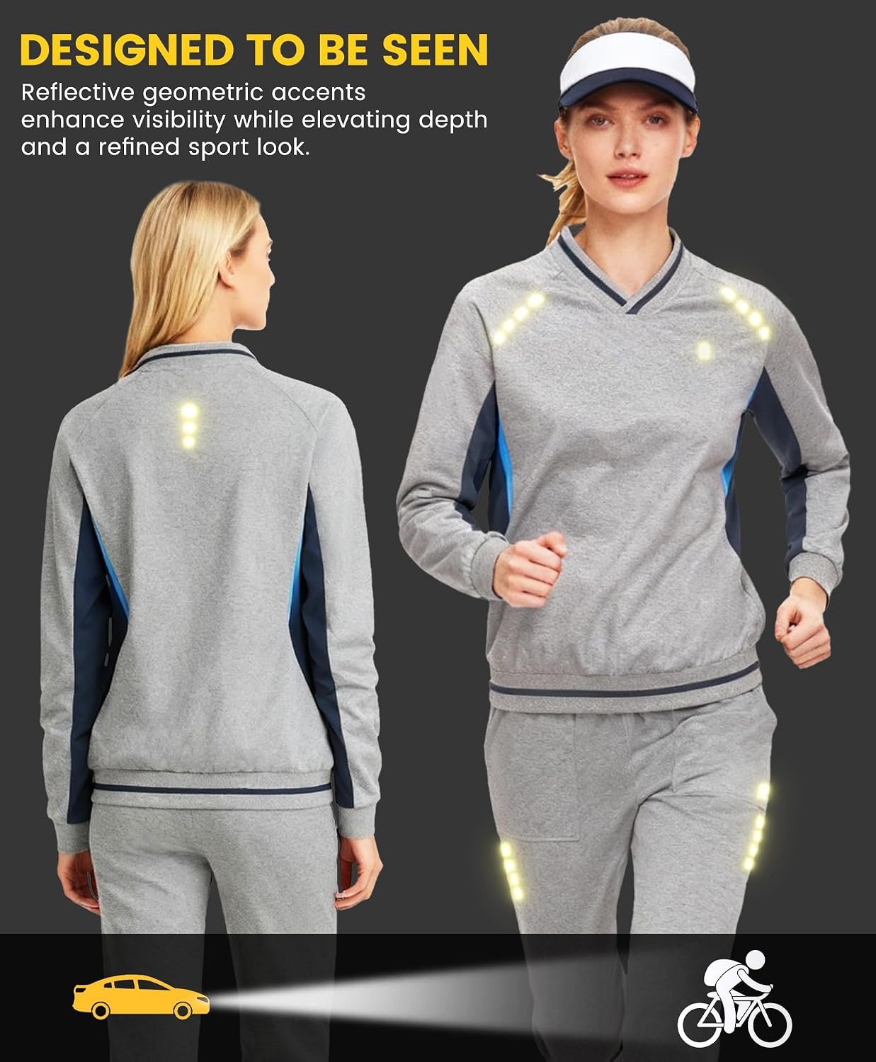 image:imageLittle Donkey Andy Womens Tracksuit 2 Piece Sweatsuit V Neck Pullover SetLight Graynavy