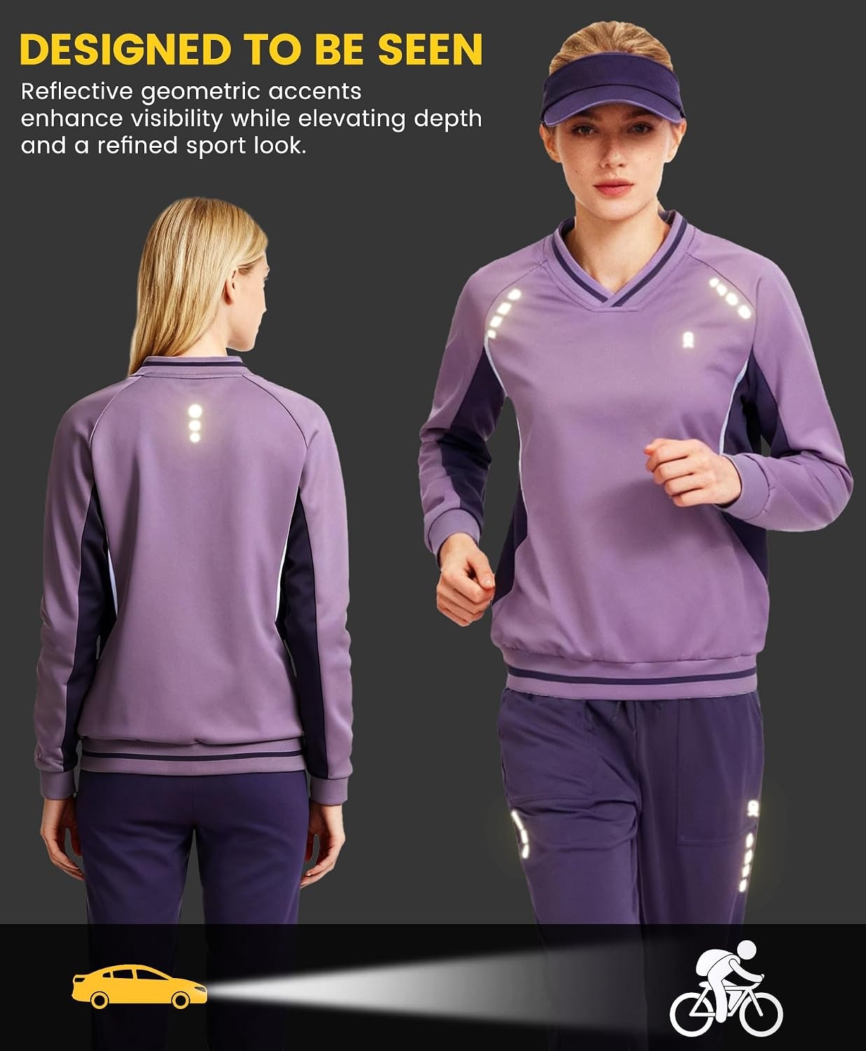 image:imageLittle Donkey Andy Womens Tracksuit 2 Piece Sweatsuit V Neck Pullover SetPurple