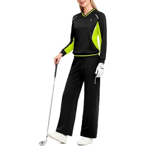 Little Donkey Andy Women’s Tracksuit 2 Piece Sweatsuit V Neck Pullover Set(Black-green)